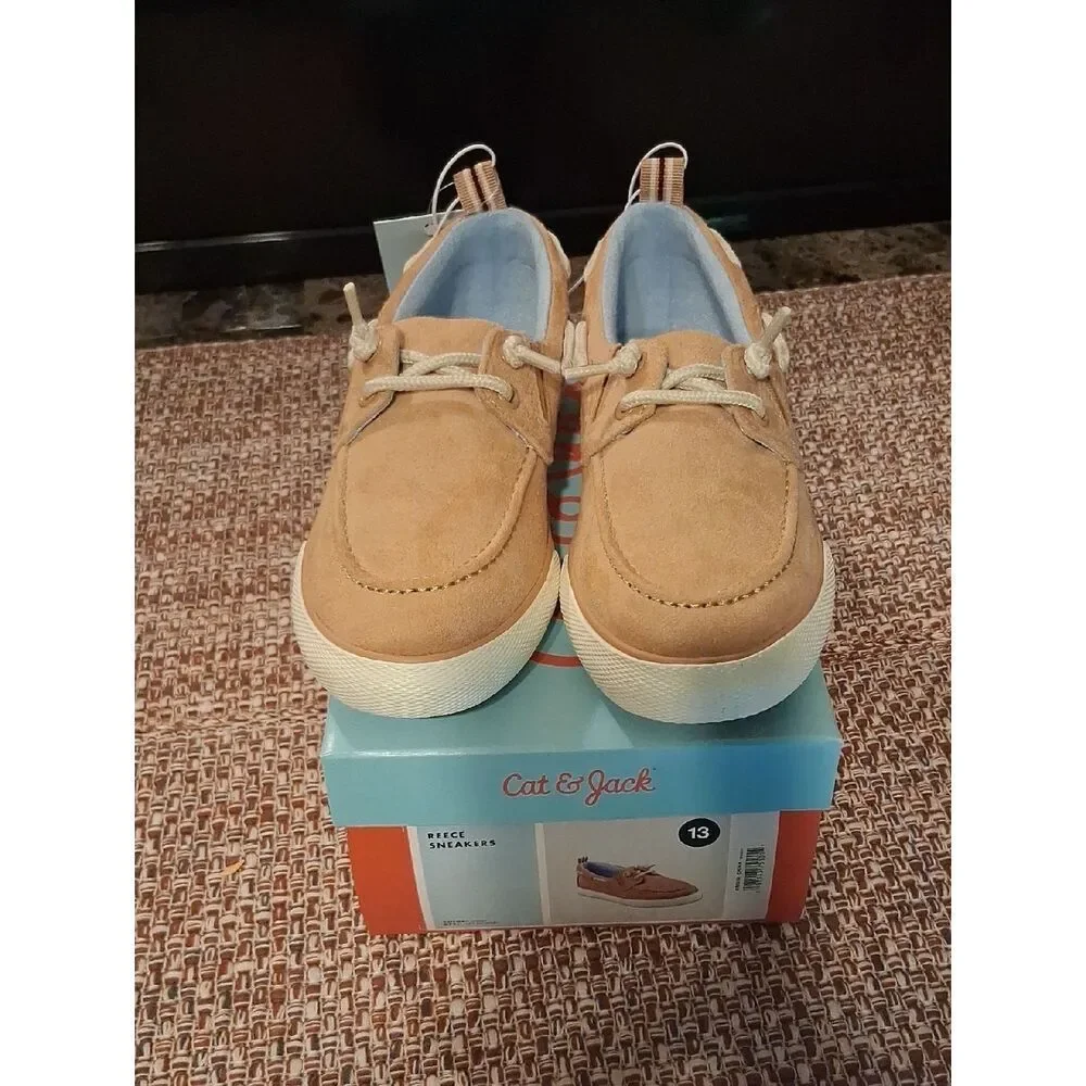Cat & Jack Reece Boys Slip On Shoes Beige Size 13 New With Box